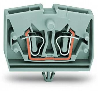 264-311 - 2-conductor terminal block; without push-buttons; with snap-in mounting foot; 1-pole; for plate thickness 0.6 - 1.2 mm; Fixing hole 3.5 mm Ø; 2.5 mm²; CAGE CLAMP®; 2,50 mm²; gray