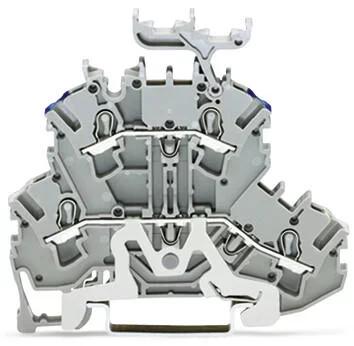 2002-2248 - Double-deck terminal block; shield/through (Shield/N); with marker carrier; rail mount; 2-conductor; 5.2 mm wide; gray