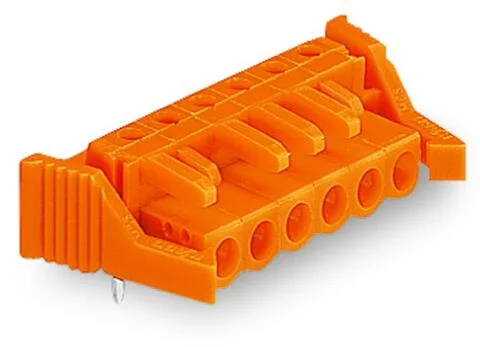 232-270/039-000 - THT female header; angled; Pin spacing 5.08 mm; 10-pole; Locking lever; 0.6 x 1.0 mm solder pin; orange