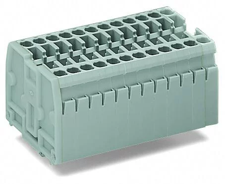 869-162 - 2-conductor terminal strip; without push-buttons; with snap-in mounting feet; 12-pole; for plate thickness 0.6 - 1.2 mm; Fixing hole 3.5 + 0.1 mm Ø; 2.5 mm²; CAGE CLAMP®; 2,50 mm²; gray