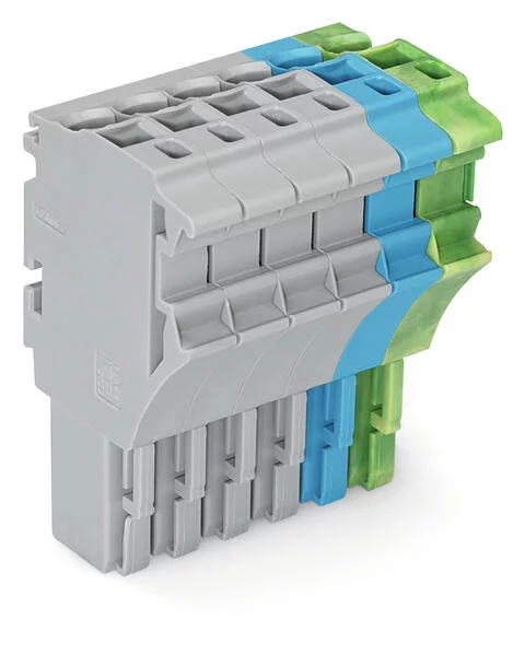 2022-106/000-038 - 1-conductor female connector; Push-in CAGE CLAMP®; 4 mm²; Pin spacing 5.2 mm; 6-pole; 4,00 mm²; gray/blue/green-yellow