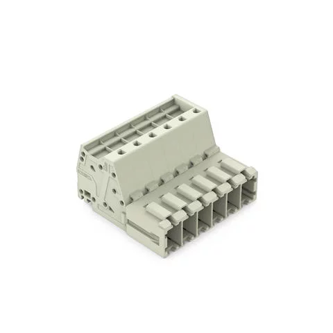 831-3206/000-9034 - 1-conductor male connector; Push-in CAGE CLAMP®; 10 mm²; Pin spacing 7.62 mm; 6-pole; 100% protected against mismating; direct marking; 10,00 mm²; light gray