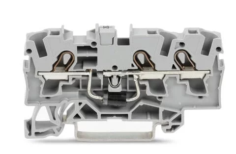 2004-1311/1000-401 - Component terminal block; 3-conductor; with diode 1N5408; anode, right side; for DIN-rail 35 x 15 and 35 x 7.5; 4 mm²; Push-in CAGE CLAMP®; 4,00 mm²; gray