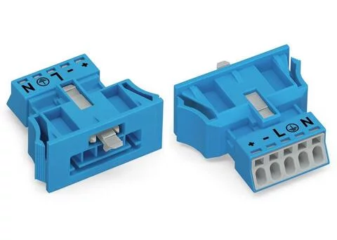 890-2115 - WINSTA® through-panel plug (male); MINI; snap-in; N/G/L/+/- marking; 5-pole; blue