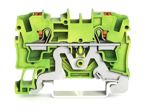 2204-1207 - TOPJOB®S ground terminal block with Push-buttons; rail mount; 2-conductor; 6.2 mm wide; green-yellow