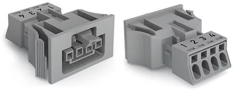 890-744 - WINSTA® through-panel socket (female); MINI; snap-in through-panel; N/G/L2/L1 marking; 4-pole; gray 890-744 - WINSTA® through-panel socket (female); MINI; snap-in through-panel; N/G/L2/L1 marking; 4-pole; gray