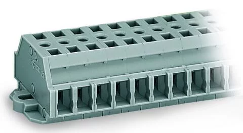 261-431 - 2-conductor terminal strip; without push-buttons; with fixing flanges; 11-pole; for screw or similar mounting types; Fixing hole 3.2 mm Ø; 2.5 mm²; CAGE CLAMP®; 2,50 mm²; gray
