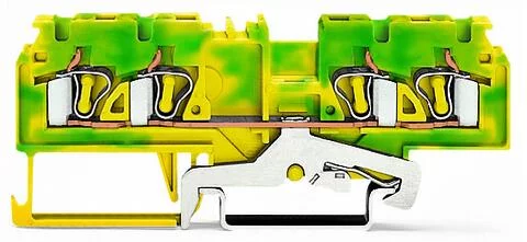 880-837/999-940 - 4-conductor ground terminal block; 4 mm²; side and center marking; for DIN-rail 35 x 15 and 35 x 7.5; CAGE CLAMP®; 4,00 mm²; green-yellow