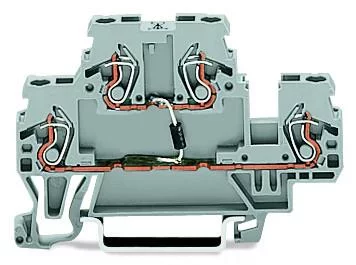 870-540/281-410 - Component terminal block; double-deck; with diode 1N4007; anode, left side; for DIN-rail 35 x 15 and 35 x 7.5; 2.5 mm²; CAGE CLAMP®; 2,50 mm²; gray