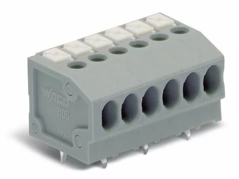 805-123 - PCB terminal block; push-button; 1.5 mm²; Pin spacing 3.5 mm; 23-pole; Push-in CAGE CLAMP®; with test port; 1,50 mm²; gray 805-123 - PCB terminal block; push-button; 1.5 mm²; Pin spacing 3.5 mm; 23-pole; Push-in CAGE CLAMP®; with test port; 1,50 mm²; gray