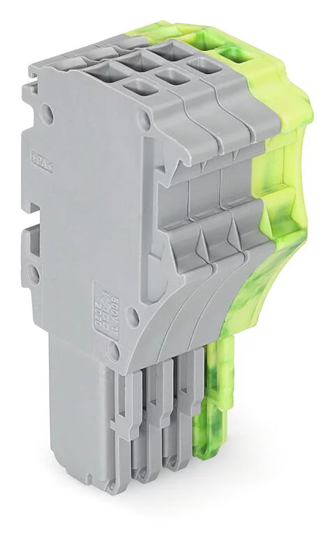 2020-104/000-036 - 1-conductor female connector; Push-in CAGE CLAMP®; 1.5 mm²; Pin spacing 3.5 mm; 4-pole; 1,50 mm²; gray, green-yellow