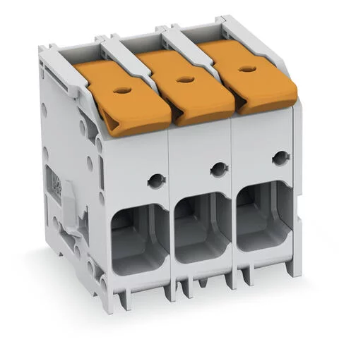 2616-1105/020-000 - PCB terminal block; Push-in CAGE CLAMP with operating lever; AWG 18 - 4; Pin spacing 10 mm; W pinning; 5-pole; side entry; gray