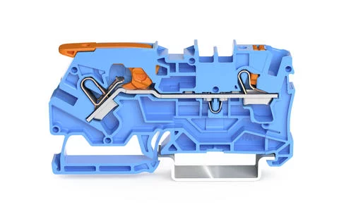 2104-5204 - TOPJOB®S feedthrough terminal block with Lever and Push-buttons; rail mount; 2-conductor; 6.2 mm wide; blue