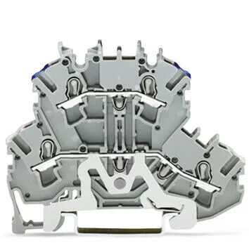 2002-2218 - Double-deck terminal block; shield/through (Shield/N); rail mount; 2-conductor; 5.2 mm wide; gray