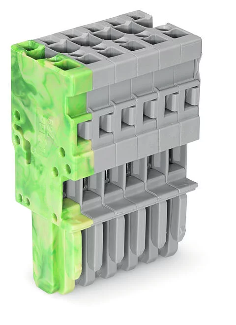 769-106/000-037 - 1-conductor female connector; CAGE CLAMP®; 4 mm²; Pin spacing 5 mm; 6-pole; coding finger; 4,00 mm²; gray, green-yellow