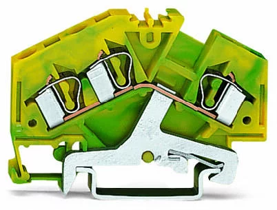 281-637/999-950 - 3-conductor ground terminal block; 4 mm²; suitable for Ex e II applications; center marking; for DIN-rail 35 x 15 and 35 x 7.5; CAGE CLAMP®; 4,00 mm²; green-yellow