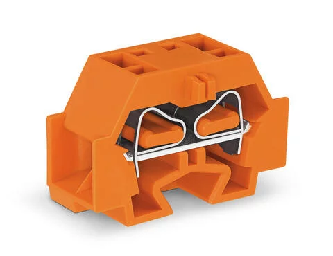 262-346 - 4-conductor terminal block; without push-buttons; with snap-in mounting foot; 1-pole; for plate thickness 0.6 - 1.2 mm; Fixing hole 3.5 mm Ø; 4 mm²; CAGE CLAMP®; 4,00 mm²; orange