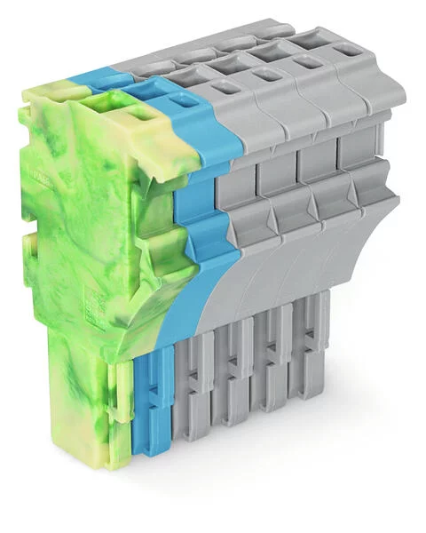 2022-106/000-039 - 1-conductor female connector; Push-in CAGE CLAMP®; 4 mm²; Pin spacing 5.2 mm; 6-pole; 4,00 mm²; green-yellow/blue/gray
