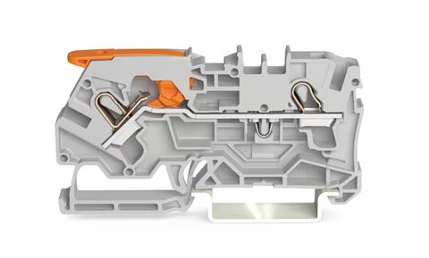 2104-1201 - TOPJOB®S feedthrough terminal block with Lever and Open Tool Slot; rail mount; 2-conductor; 6.2 mm wide; gray
