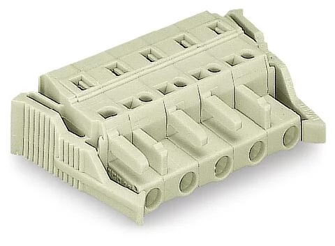 721-210/037-000 - 1-conductor female connector; CAGE CLAMP®; 2.5 mm²; Pin spacing 7.5 mm; 10-pole; 100% protected against mismating; Lateral locking levers; 2,50 mm²; light gray