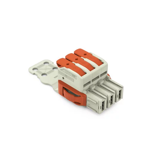 832-1103/313-000 - 1-conductor female connector; lever; Push-in CAGE CLAMP®; 16 mm²; Pin spacing 10.16 mm; 3-pole; 100% protected against mismating; Lateral locking levers; Strain relief plate; Silver-plated contacts; 16,00 mm²; light gray 832-1103/313-000 - 1-conductor female connector; lever; Push-in CAGE CLAMP®; 16 mm²; Pin spacing 10.16 mm; 3-pole; 100% protected against mismating; Lateral locking levers; Strain relief plate; Silver-plated contacts; 16,00 mm²; light gray