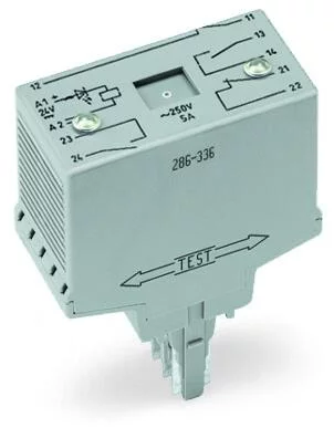 286-336/001-000 - Relay module; Nominal input voltage: 24 VDC; 2 break and 2 make contacts; Red status indicator; Module width: 25 mm; gray