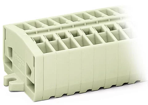 264-141 - 2-conductor terminal strip; without push-buttons; suitable for Ex e II applications; with fixing flanges; 11-pole; for screw or similar mounting types; Fixing hole 3.2 mm Ø; 2.5 mm²; CAGE CLAMP®; 2,50 mm²; light gray