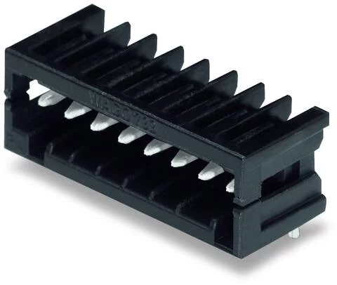 733-366/105-604 - THR male header; 0.8 x 0.8 mm solder pin; angled; 100% protected against mismating; Pin spacing 2.5 mm; 6-pole; black