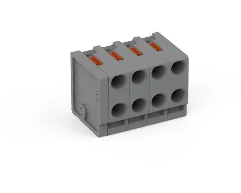 252-304 - 2-conductor female connector; push-button; PUSH WIRE®; 0.8 mm Ø; Pin spacing 3.5 mm; 4-pole; for individual solder pins; for KNX; 0,50 mm²; gray