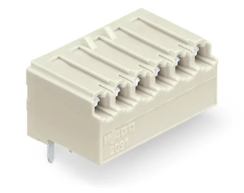 2091-1322 - THT female header; angled; Pin spacing 3.5 mm; 2-pole; 0.4 x 0.9 mm solder pin; light gray