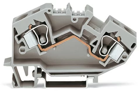784-601 - Feedthrough terminal block; angled; rail mount; 2-conductor; 10 mm wide; gray