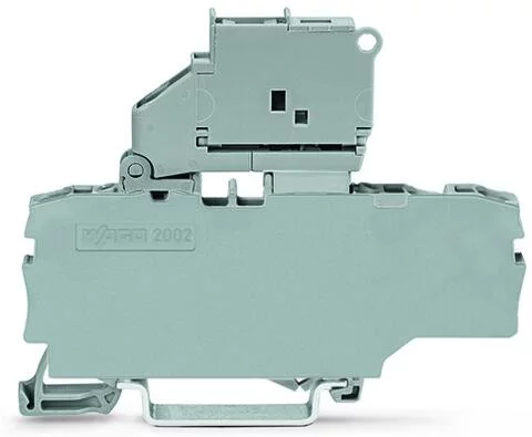 2002-1711 - TOPJOB®S fuse disconnect terminal block; with pivoting fuse holder for 5 x 20 mm fuse; rail mount; 3-conductor; 6.2 mm wide; gray