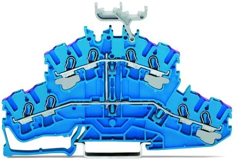 2002-2439 - TOPJOB®S double-deck terminal block; internally commoned; with marker carrier; rail mount; 8-conductor; 5.2 mm wide; blue