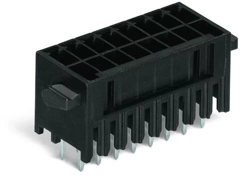 713-1405/037-000 - THT male header, 2-row; 0.8 x 0.8 mm solder pin; straight; 100% protected against mismating; Levers; Pin spacing 3.5 mm; 10-pole; black