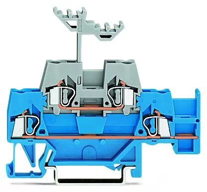280-524 - Double-deck terminal block; Through/through terminal block; with additional jumper position on lower level; for DIN-rail 35 x 15 and 35 x 7.5; 2.5 mm²; CAGE CLAMP®; 2,50 mm²; blue/gray
