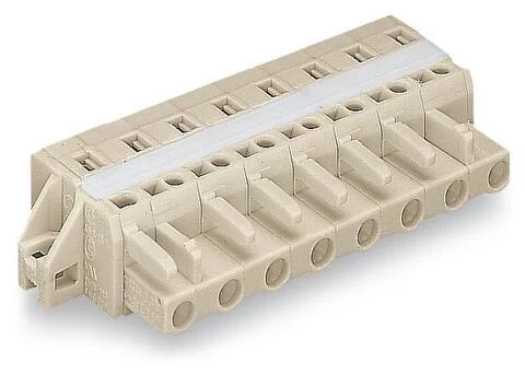 721-206/027-000 - 1-conductor female connector; CAGE CLAMP®; 2.5 mm²; Pin spacing 7.5 mm; 6-pole; 100% protected against mismating; clamping collar; 2,50 mm²; light gray