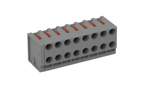 252-308 - 2-conductor female connector; push-button; PUSH WIRE®; 0.8 mm Ø; Pin spacing 3.5 mm; 8-pole; for individual solder pins; for KNX; 0,50 mm²; gray