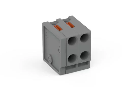 252-302 - 2-conductor female connector; push-button; PUSH WIRE®; 0.8 mm Ø; Pin spacing 3.5 mm; 2-pole; for individual solder pins; for KNX; 0,50 mm²; gray