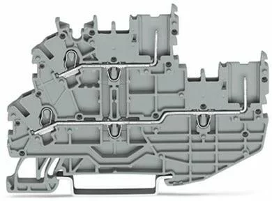 2020-2201 - X-COM S-Mini double-deck carrier/feedthrough terminal block; through/through (L/L); rail mount; 1-conductor, 1-pin; 3.5 mm wide; gray