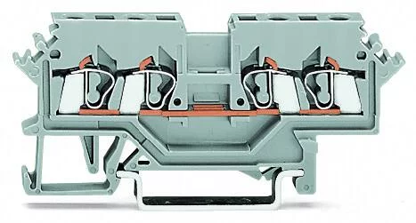 280-990 - 4-conductor through terminal block; 2.5 mm²; suitable for Ex e II applications; lateral marker slots; for DIN-rail 35 x 15 and 35 x 7.5; CAGE CLAMP®; 2,50 mm²; light gray