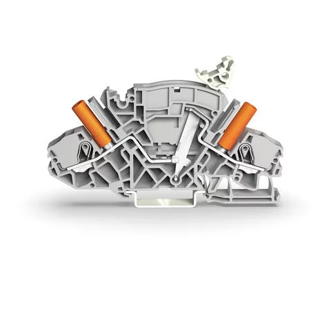 2007-8811 - 2-conductor disconnect/test terminal block; e.g., voltage transformer circuits; with touch-proof test sockets; for 4 mm Ø test plugs; for DIN-rail 35 x 15 and 35 x 7.5; 6 mm²; Push-in CAGE CLAMP®; 6,00 mm²; gray