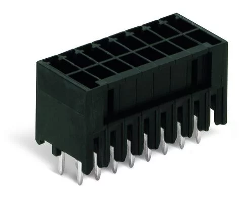 713-1405 - THT male header, 2-row; 0.8 x 0.8 mm solder pin; straight; 100% protected against mismating; Pin spacing 3.5 mm; 10-pole; black