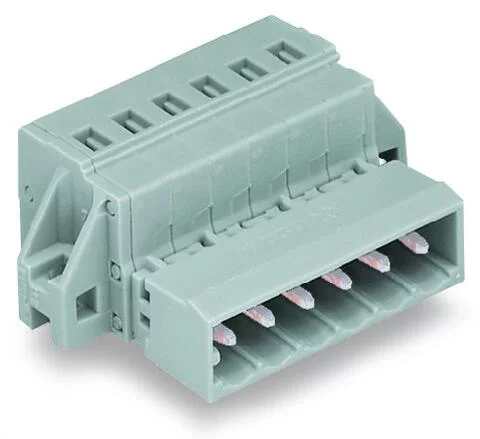 231-619/019-000 - Male connector; 19-pole; Pin spacing 5 mm; mounting flange; gray