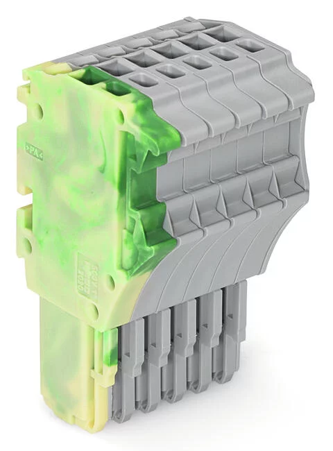 2020-106/000-037 - 1-conductor female connector; Push-in CAGE CLAMP®; 1.5 mm²; Pin spacing 3.5 mm; 6-pole; 1,50 mm²; green-yellow/gray