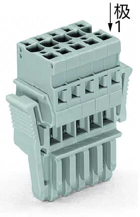 769-107/021-000 - 1-conductor female connector; CAGE CLAMP®; 4 mm²; Pin spacing 5 mm; 7-pole; coding finger; Lateral locking levers; 4,00 mm²; gray