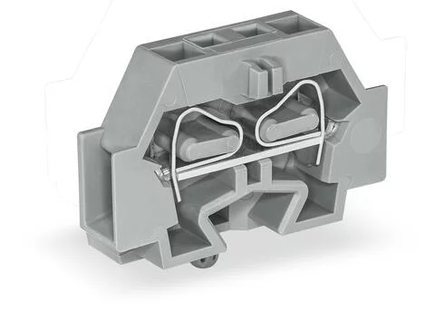 262-311 - 2-conductor terminal block; without push-buttons; with snap-in mounting foot; 1-pole; for plate thickness 0.6 - 1.2 mm; Fixing hole 3.5 mm Ø; 4 mm²; CAGE CLAMP®; 4,00 mm²; gray