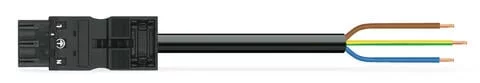 771-6993/207-401 - pre-assembled connecting cable; Eca; Plug/open-ended; 3-pole; Cod. A; H05VV-F 3G 2.5 mm²; 4 m; 2,50 mm²; black