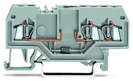 279-673/281-411 - Component terminal block; 3-conductor; with diode 1N4007; anode, right side; for DIN-rail 35 x 15 and 35 x 7.5; 1.5 mm²; CAGE CLAMP®; 1,50 mm²; gray