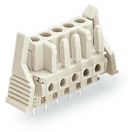 722-150/039-000 - THT female header; straight; Pin spacing 5 mm; 20-pole; 100% protected against mismating; Locking lever; 0.6 x 1.0 mm solder pin; light gray