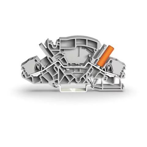 2007-8801 - TOPJOB®S feedthrough terminal block; orange touch-proof test socket; rail mount; 2-conductor; 8 mm wide; gray